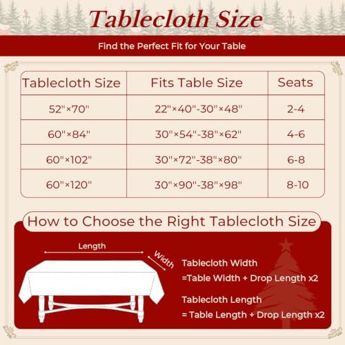 Romanstile Red Christmas Tree Snowman Tablecloth 60 x 84 Inch