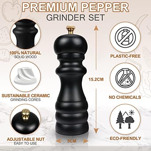 Salt and Pepper Grinder Set of 2, Manual, Adjustable Ceramic Rotor