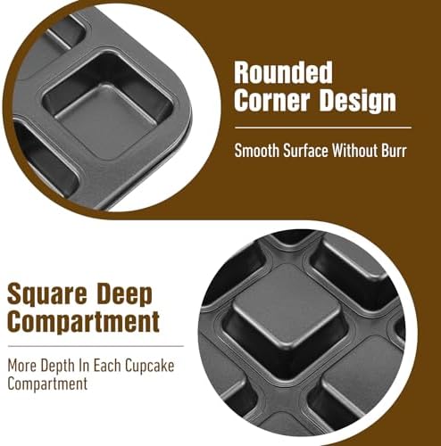 2 Pack Mini Brownie Pan with Dividers, Brownie Bite Pan, 12 Cavity