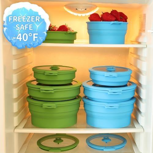 3 Set 27oz and 47oz Collapsible Silicone Microwave Vegetable Steamer