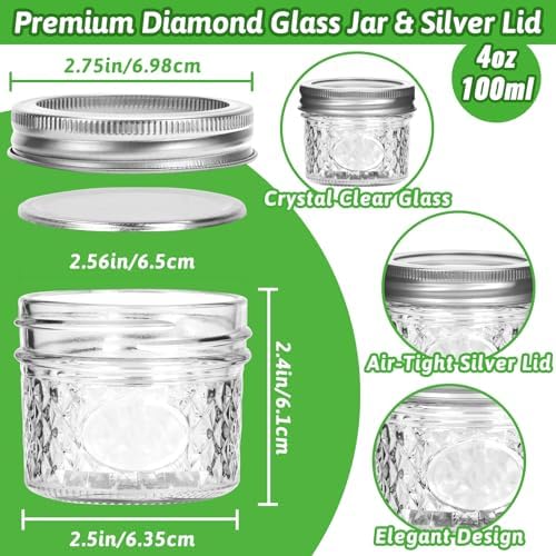 4oz Glass Mason Jars with Airtight Lids, 40 Pack