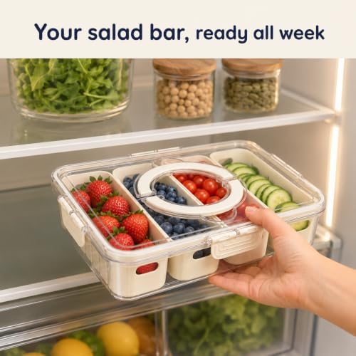 Salad Bar Containers for Fridge with Lids