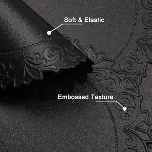 Round Faux Leather Placemats Set of 6, Dining Table Mats, Black