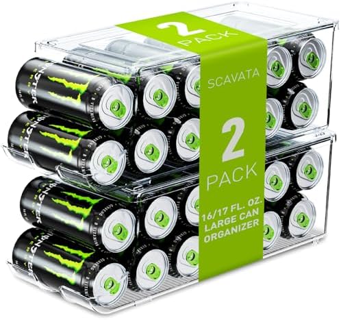 SCAVATA 4 Pack Stackable Drink Organizer Bundle, 2 Tall Skinny Can