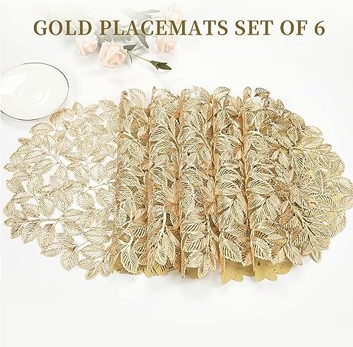Leaf Gold Placemats Bulk Pressed Vinyl Place mats Washable and