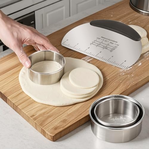Stainless Steel Dough Cutter and Scraper Combo - 2-in-1 Baking Tool