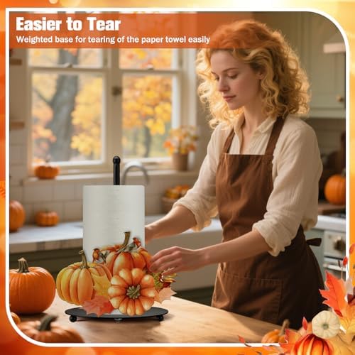 MorningRo Pumpkin Paper Towel Holder, Black Metal