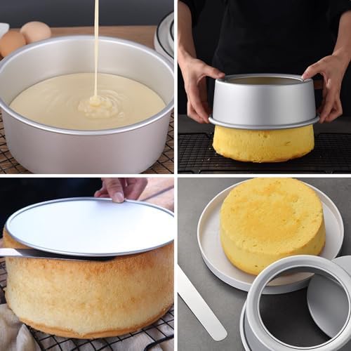 Aluminum Round Cake Pans, 3pcs Nonstick Baking Pan with Removable