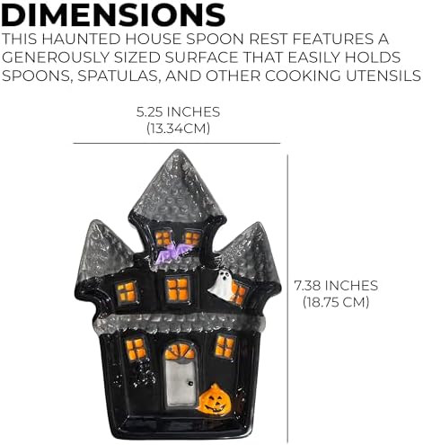 Halloween Ceramic Spoon Rest – Large Utensil Holder, Fall Kitchen