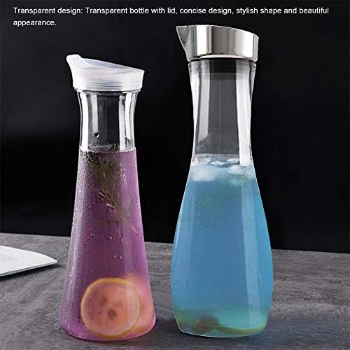 Water Carafe 1.2 Litre Acrylic Transparent Carafe with Lids, Glass