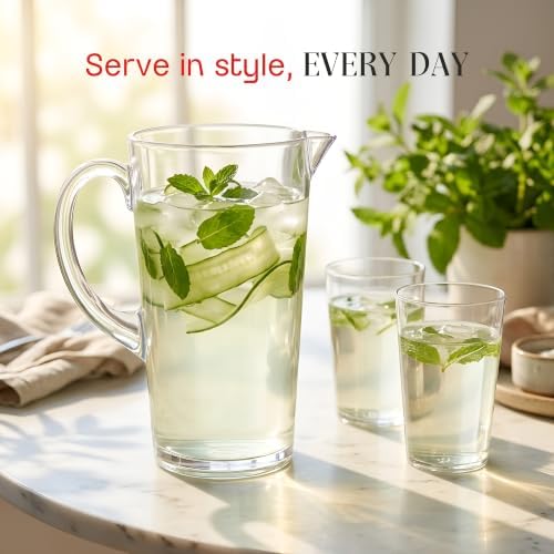2.2Qt Clear BPA-Free Shatterproof Acrylic Pitcher with Handle