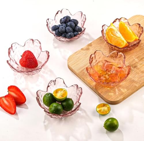 WHJY 5 pack Cute Sauce Dishes Glass Dish Set for Soy Sauce Snacks Tea