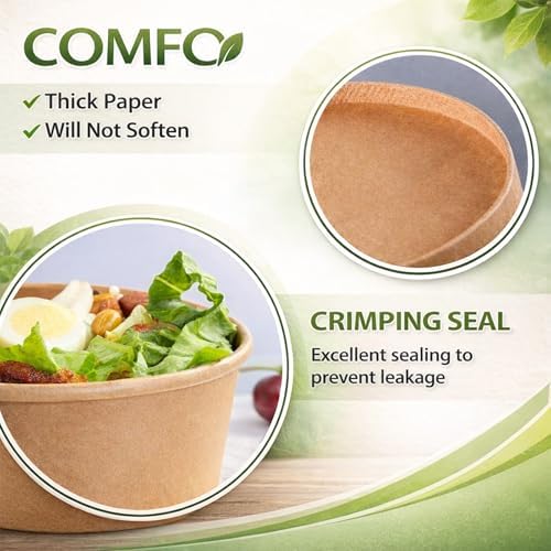 TOPtoper 24 Oz Large Paper Bowls【WITHOUT LIDS】 90 Pack Disposable Soup