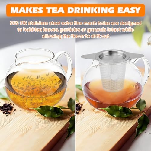 2Pcs Loose Leaf Tea Infuser with 1 Tong, Stainless Steel Loose Leaf