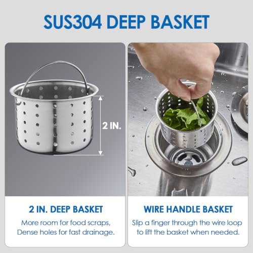 ROVOGO Kitchen Sink Drain Assembly with Strainer Basket