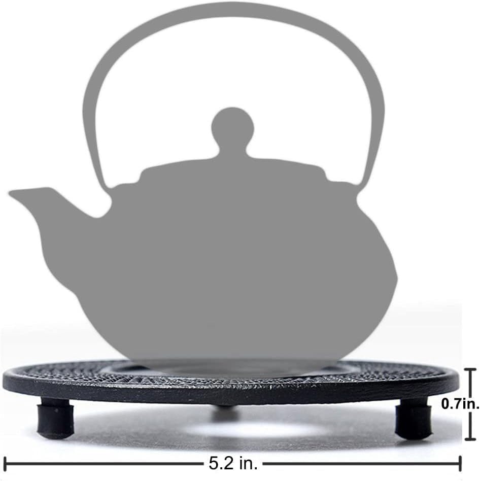 Trivet Cast Iron Black Decorative Mat Coaster with Rubber Pegs
