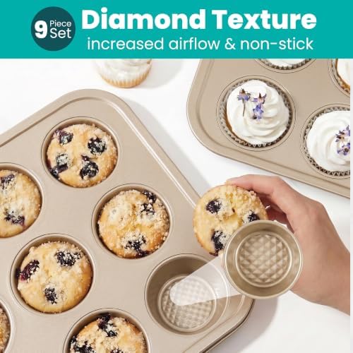 9-Piece Baking Pans Set Nonstick, Stackable Non Toxic Bakeware Sets