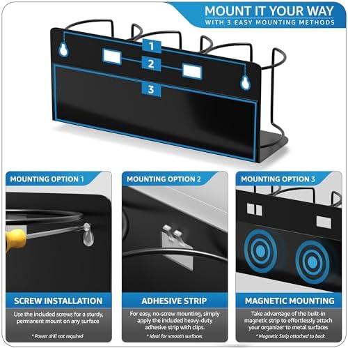 Sorbus Magnetic Cup Holder for Fridge, 3-Cup Organizer (Black, 2 Pack)