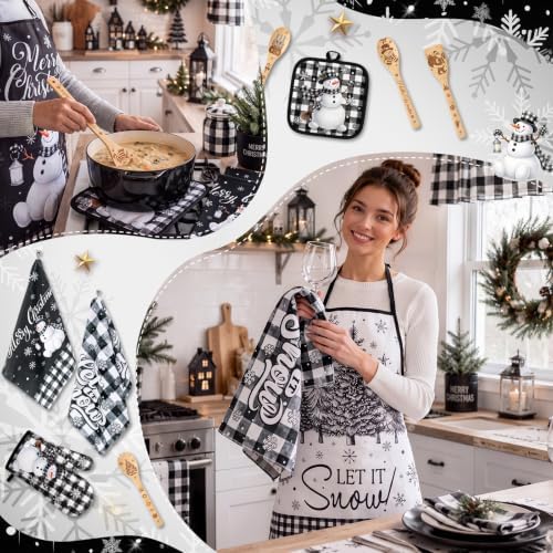 Nuanchu 17Pcs Christmas Kitchen Decor and Accessories for Home,Black