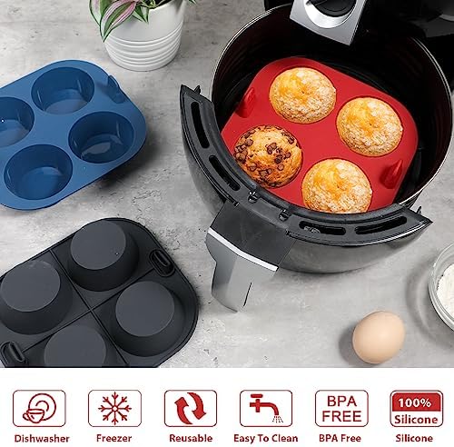 Webake 3PCS Silicone Air Fryer Muffin Pan for Baking 4 Cavity Air