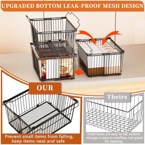 Large Freezer Organizer Bins, 3 Pack, 5 to 9 Cu.Ft