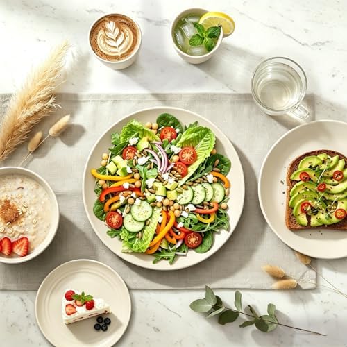 Dinnerware Sets 40 PCS Wheat Straw Plates and Bowls Sets With Cups