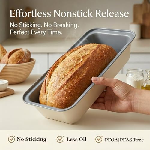 Long Bread Loaf Pan 3 Pack, 12x4 Inch Nonstick Carbon Steel