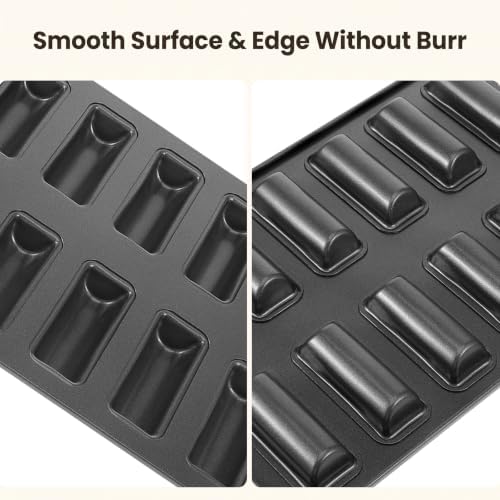 2Pcs 12 Cavity Financier Baking Pan Mold, Non-Stick Mini Loaf Muffin