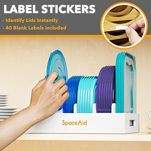 SpaceAid Bamboo Lid Organizer, Kitchen Pantry Lids Holder with 5