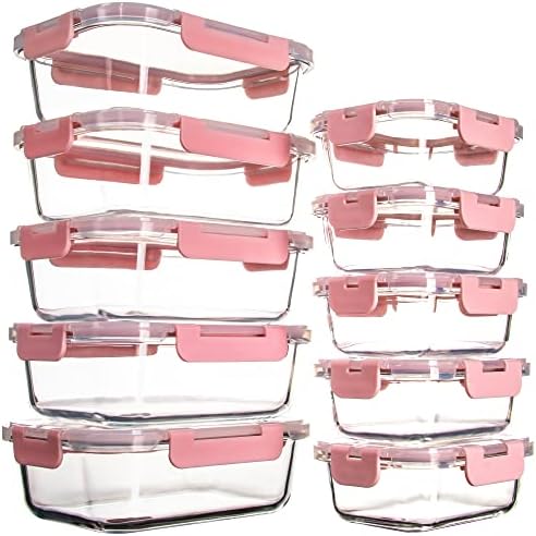 UMEIED 10 Pack Glass Food Storage Containers with Lids