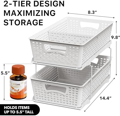 Simple Houseware 2 Tier Pull-Out Under Sink Storage, White