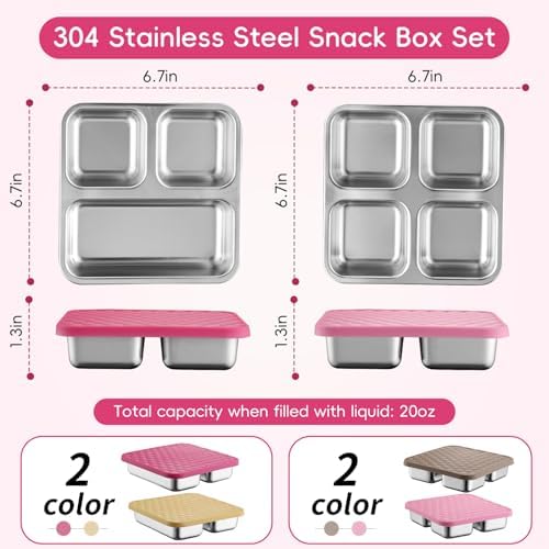 Tanjiae Stainless Steel Snack Box for Kids & Toddlers, 20oz