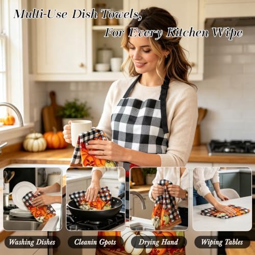 Fall Kitchen Rug Sets, 10Pcs Pumpkin Kitchen Decor and Accessories