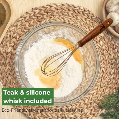 6-Piece Natural Teak Kitchen Utensil Set with Linen Bag