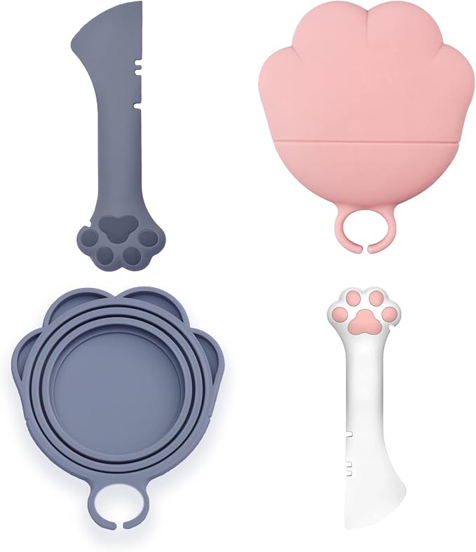 Meow&Woof Cat Food Can Lid and Spoon, BPA Free Silicone Cover by TheconnectionbetweenAnimalandusitsMEOWWOOF