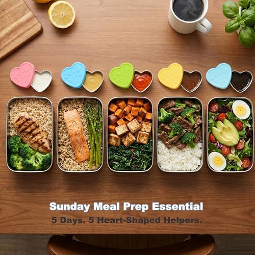 Heart Shaped Salad Dressing Container To Go, 4 Pack 2.1oz Stainless