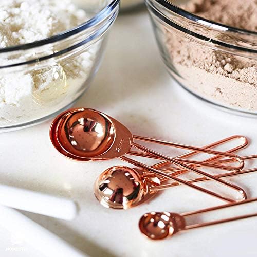 Copper Stainless Steel Measuring Cups and Spoons Set of 8 Engraved