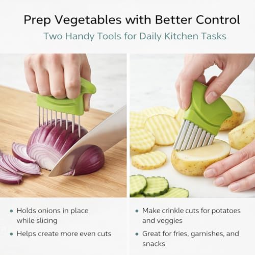 Potato and Onion Storage Bin Set, Produce Basket with Onion Slicer &