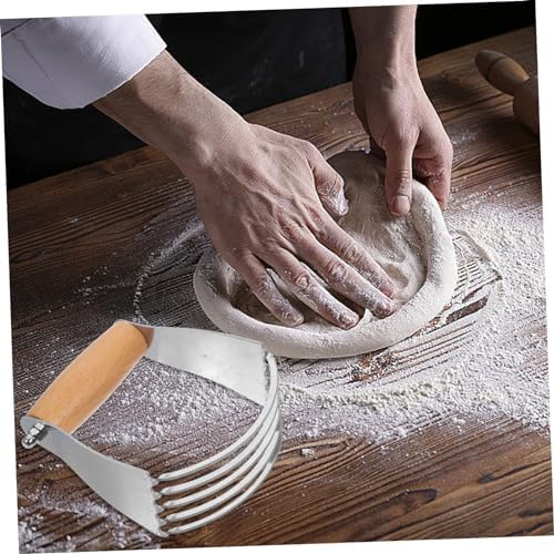 Stainless Steel Dough Cutter with Five Blades and Wooden Handle
