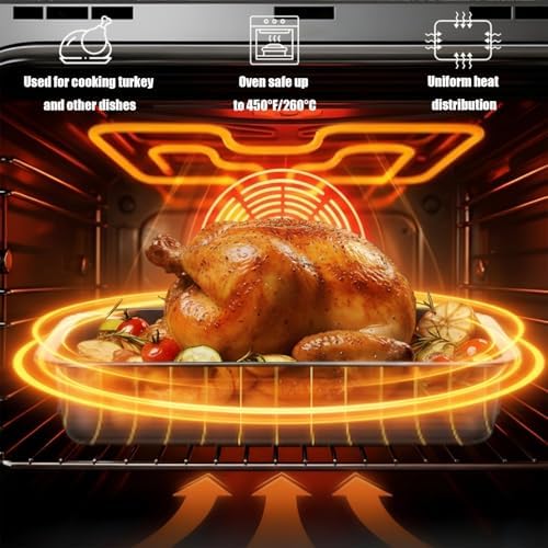 Stainless Steel Roasting Pan with Rack & Handles, 15.6"x11.6"x2.8"