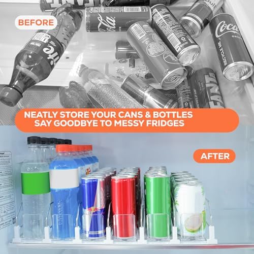 Drink Organizer for Fridge. Ultra Space Saving Soda Can Organizer with