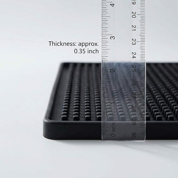 QWORK 12"x6" Black Rubber Bar Mat – 6 Pack Non-Slip Drainage Pad - Image 3