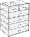 Sorbus 6-Drawer Makeup Organizer with Small & Wide Drawers (Clear)