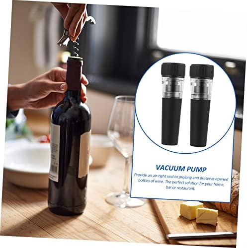 2pcs Vacuum Wine Stopper Black Plastic for Wine Bottles