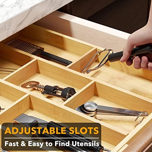 SpaceAid Bamboo Expandable Utensil Drawer Organizer