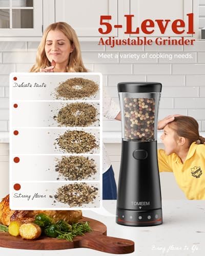 Electric Salt and Pepper Grinder Set, Stainless Steel, 4.5 oz