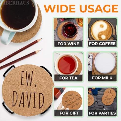 6 Pcs Funny Coasters for Adults with Holder, 4 in, Absorbent