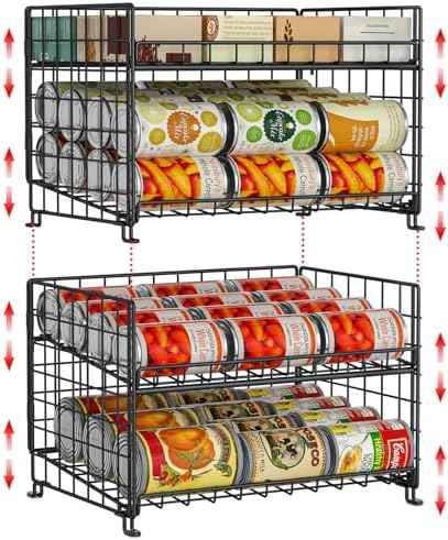 2-Pack Stackable Rack Organizer, Storage for Kitchen Pantry Cabinet, Holders for Food, Multifunctional Dispenser for Snacks Soda