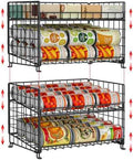 2-Pack Stackable Rack Organizer, Storage for Kitchen Pantry Cabinet, Holders for Food, Multifunctional Dispenser for Snacks Soda