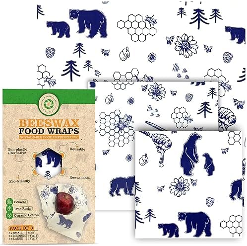 PURE & SUSTAINABLE COMPANY Beeswax Wraps for Food Storage-Pack of 3